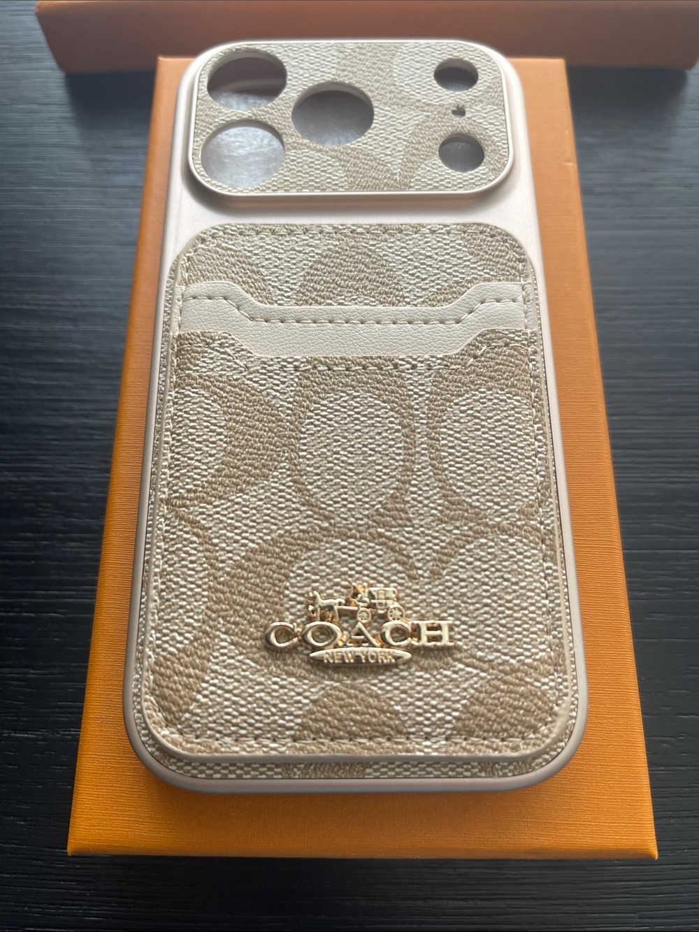 iPhone 17 Pro Max COACH Beige Signature Canvas Card Slot iPhone Case - Picture 2 of 9
